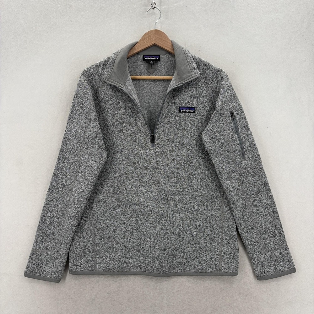 Patagonia Better Sweater 1/4 Zip Pullover Womens M Gray Fleece Mock Neck Travel